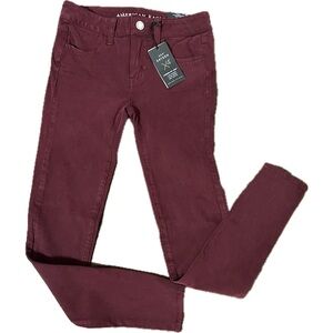 American Eagle Outfitters Maroon Power Fit 360 Super Stretch Jeggings Sz 2